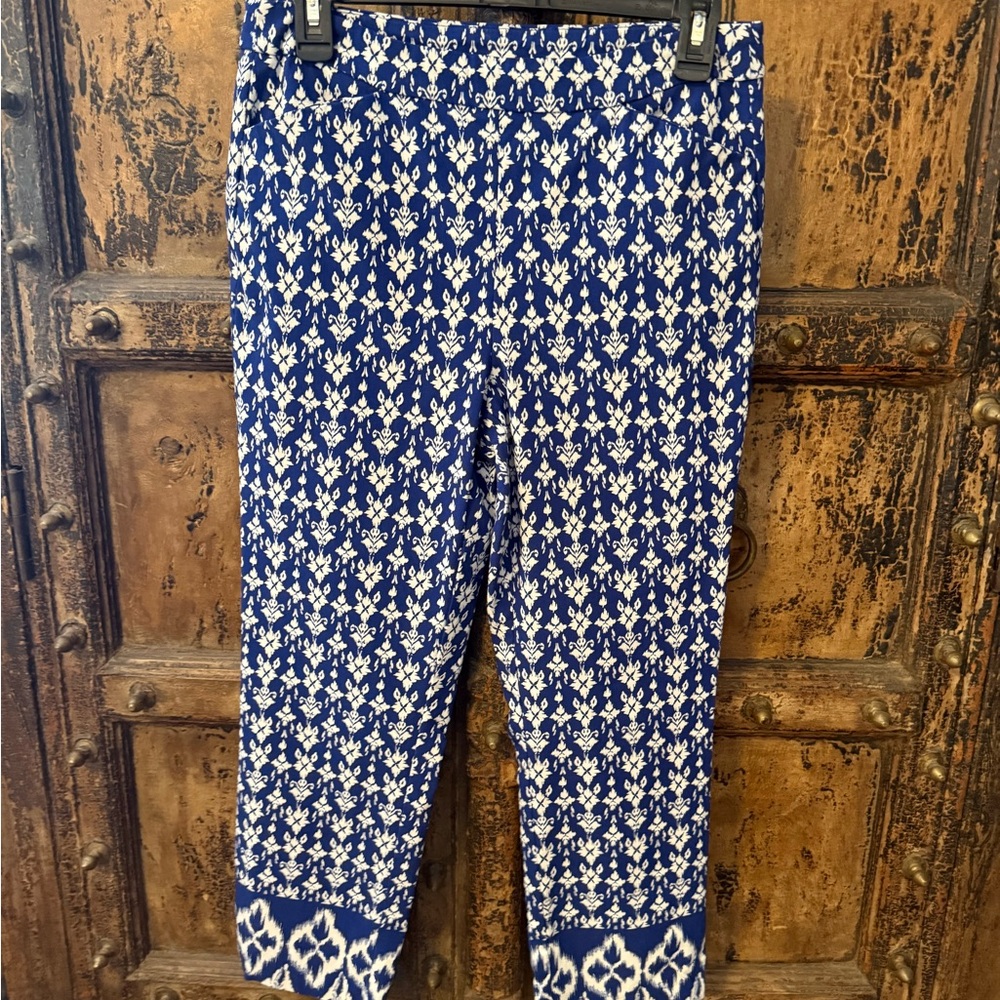 Trina Turk Blue and White Patterned Capris